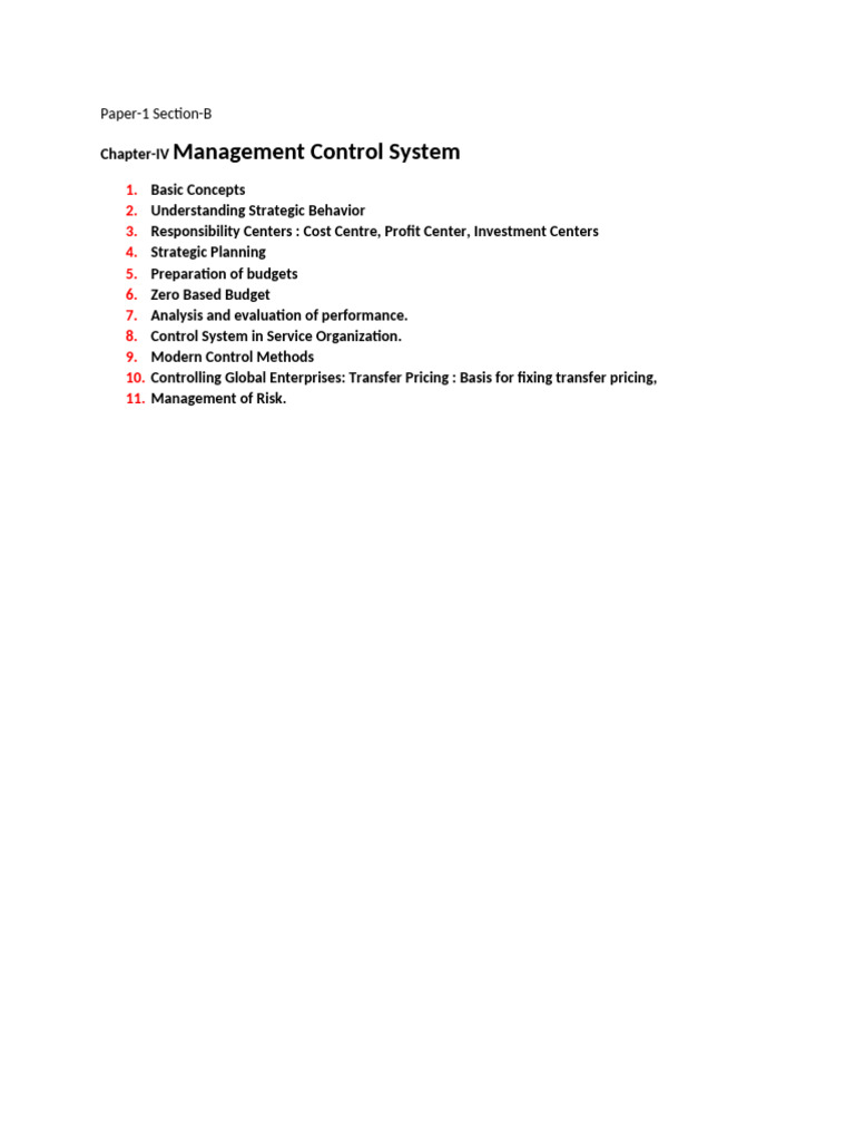 Management Control Systems Overview | PDF