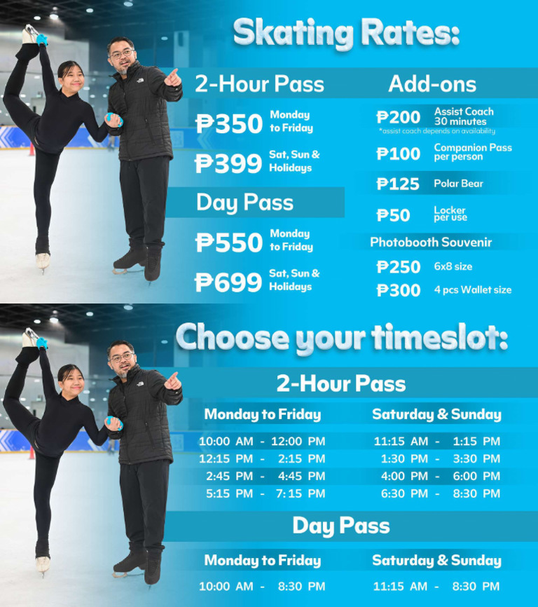 SM Mall of Asia Skating Rates and Timeslots | PDF