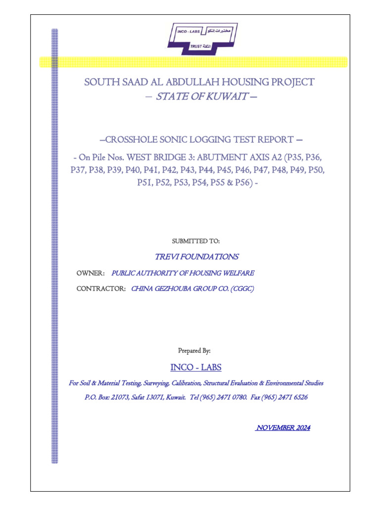 CSL Test Report for Trevi Foundations | PDF | Deep Foundation | Concrete