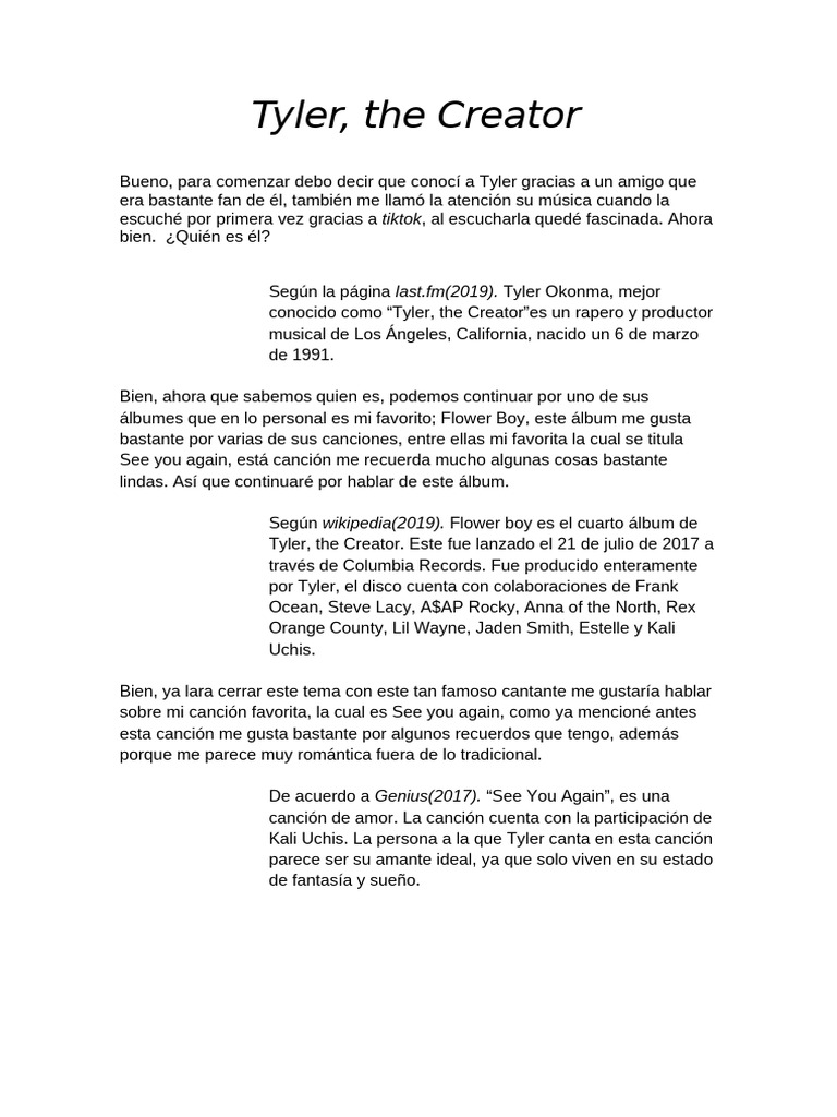 Biografía de Tyler, the Creator | PDF