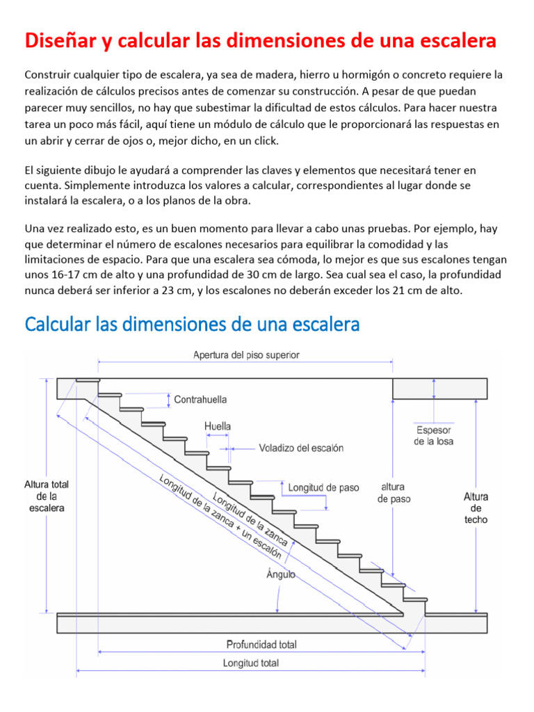 Diseñar y Calcular Las Dimensiones de Una Escalera | PDF