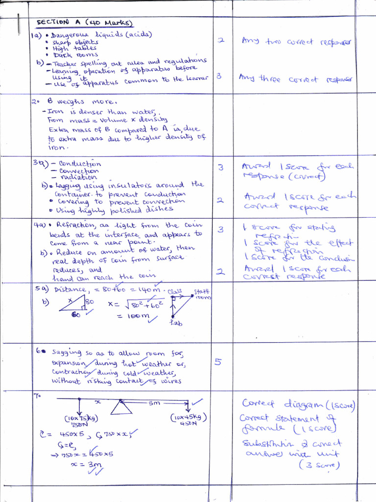 Marking Guide s.3 Physics | PDF
