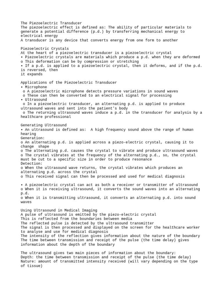 The Piezoelectric Transducer | PDF | Electronvolt | Piezoelectricity