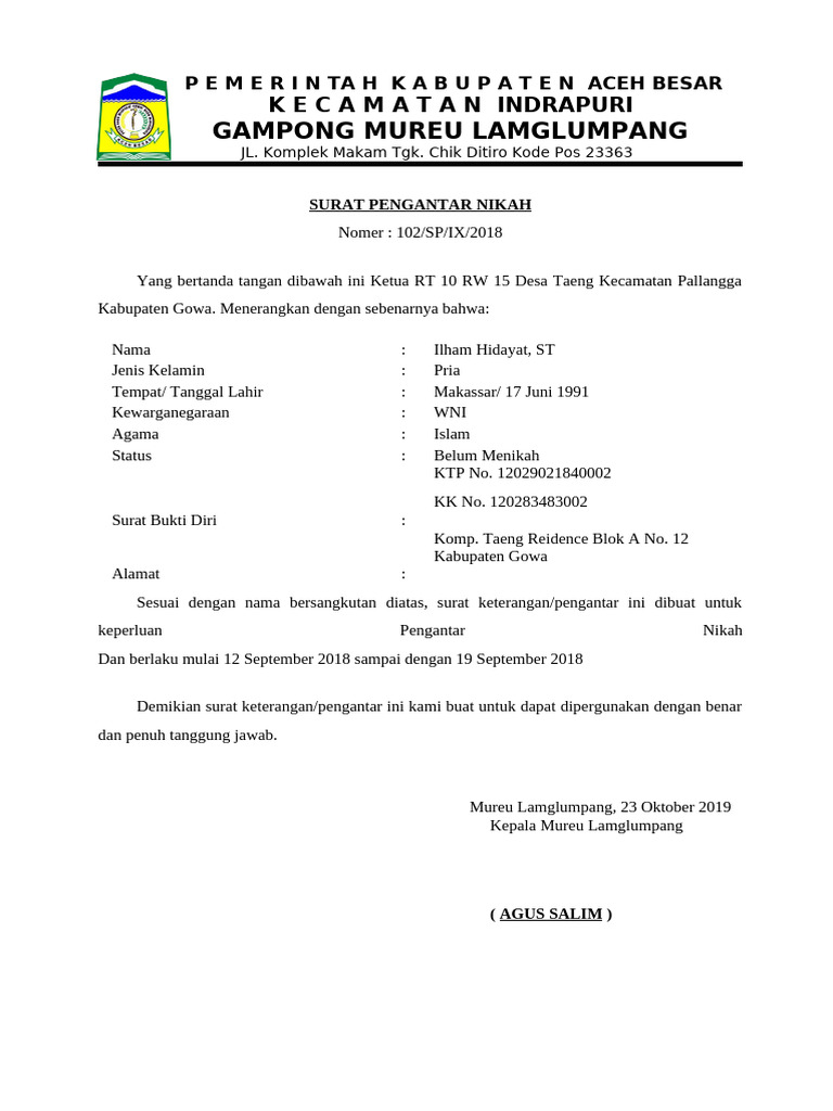 Surat Pengantar Nikah PDF