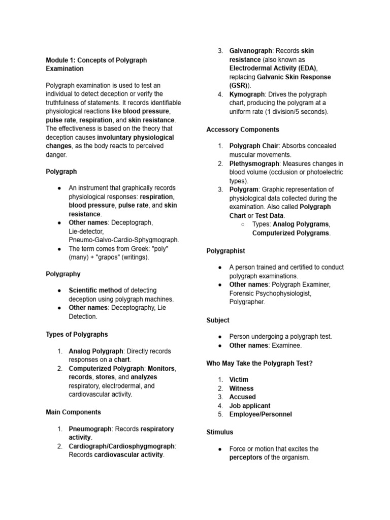 Lie Detection Notes 1-8 | PDF | Polygraph | Lie