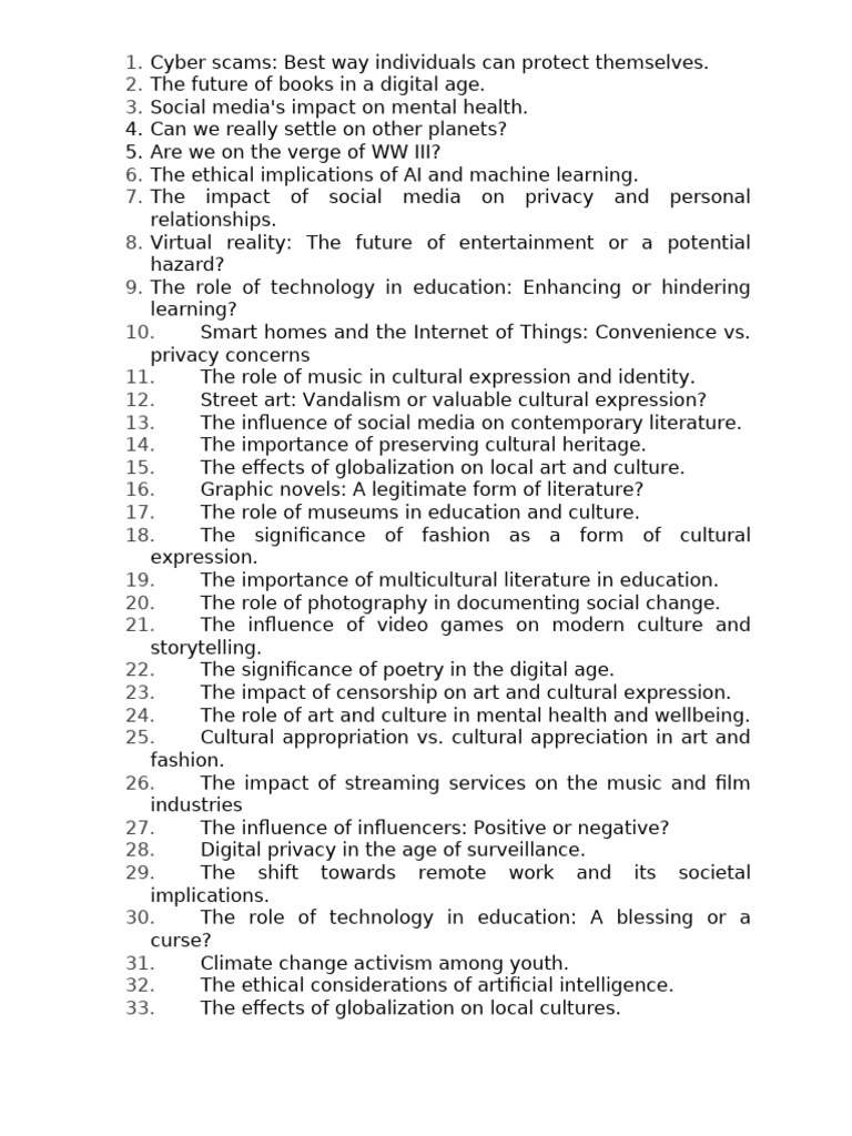 Topics For GD Essays Etc | PDF | Sustainability | Climate Change
