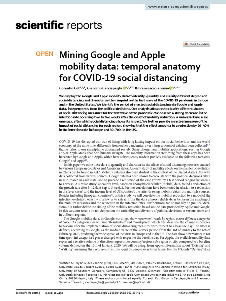 Mining Google and Apple mobility data temporal anatomy for COVID‑19 ...