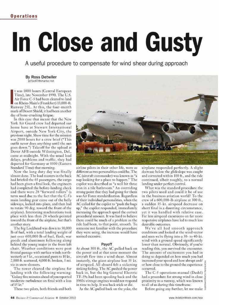 In Close and Gusty - How To Compensate Wind Shear On Approach | PDF
