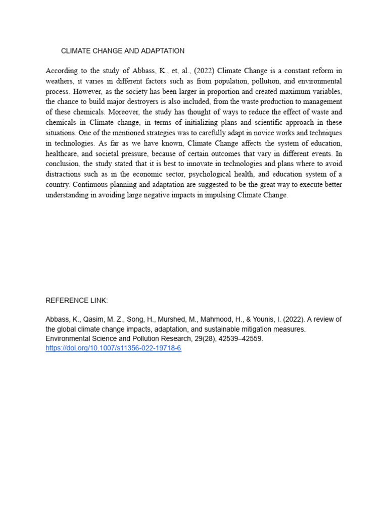 Climate Change Adaptation Strategies | PDF
