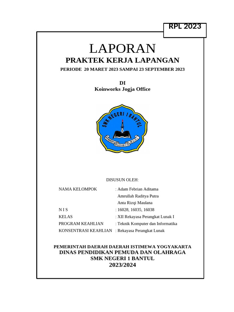 Format Laporan PKL-RPL (Secara Kelompok) | PDF
