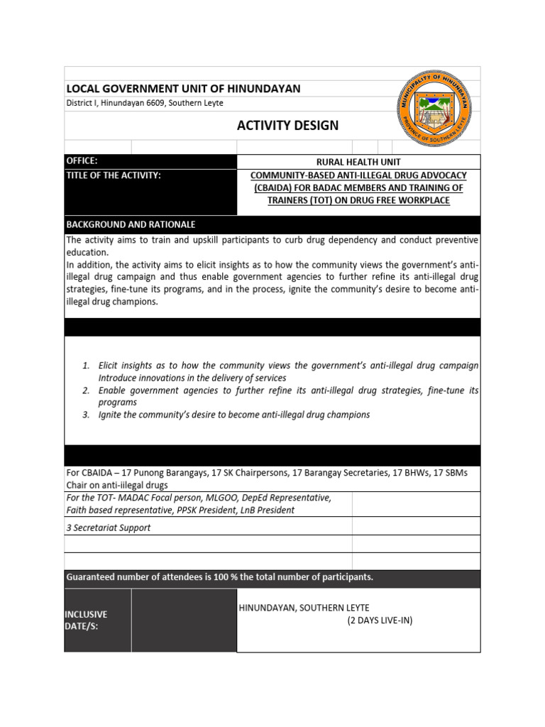 CBAIDA Training for Anti-Drug Champions | PDF