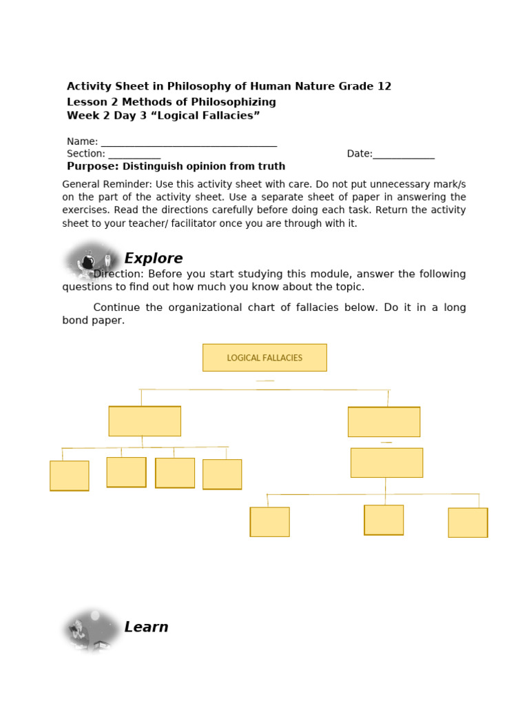 Activity Sheet in Philosophy of Human Nature Grade 14 | PDF | Fallacy ...