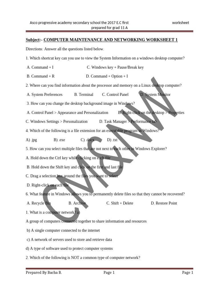 WORRKSHEET3 | PDF | Computer Network | Local Area Network