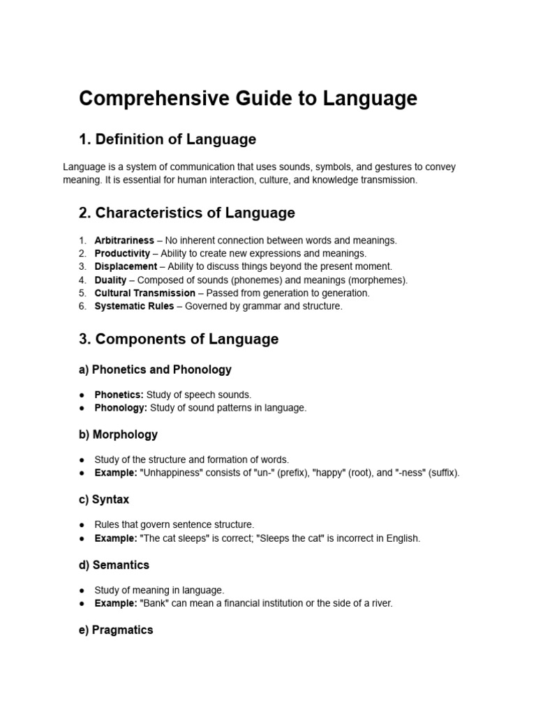 Overview of Language Components | PDF