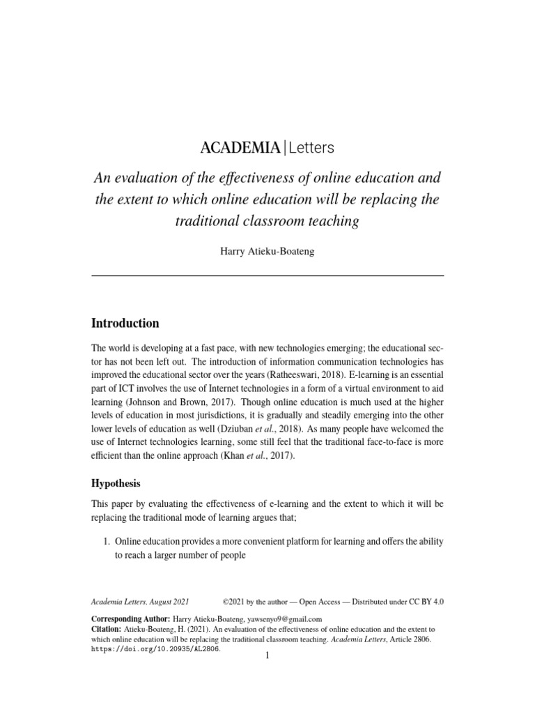 An Evaluation of The Effectiveness of On | PDF | Educational Technology ...