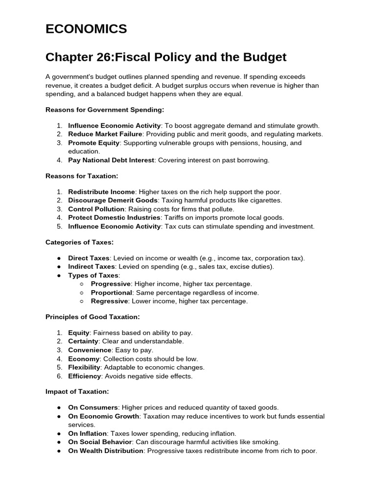 Economics Notes | PDF | Taxes | Inflation