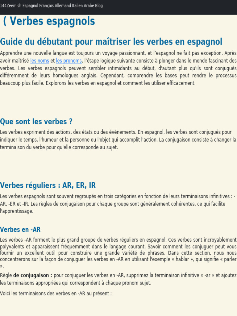 Guide des verbes espagnols pour débutants | PDF | Verbe | Langue espagnole