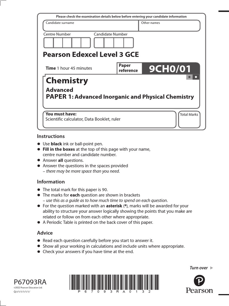 2022 Edexcel A Level Chemistry Paper 1 | PDF | Ion | Salt (Chemistry)
