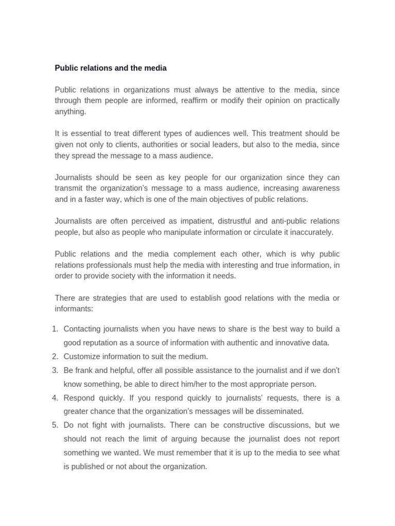 Public Relations Strategies for Media Engagement | PDF | Newspapers ...