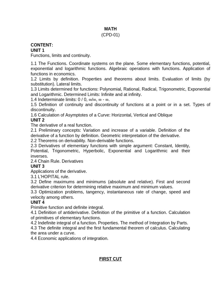 Mathematics Course Overview and Assessment | PDF | Integral | Function ...