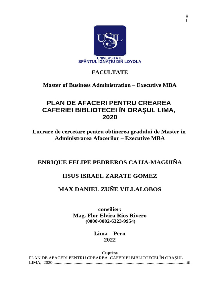 PLAN DE AFACERI CAFENEA BIBLIOTECĂ | PDF