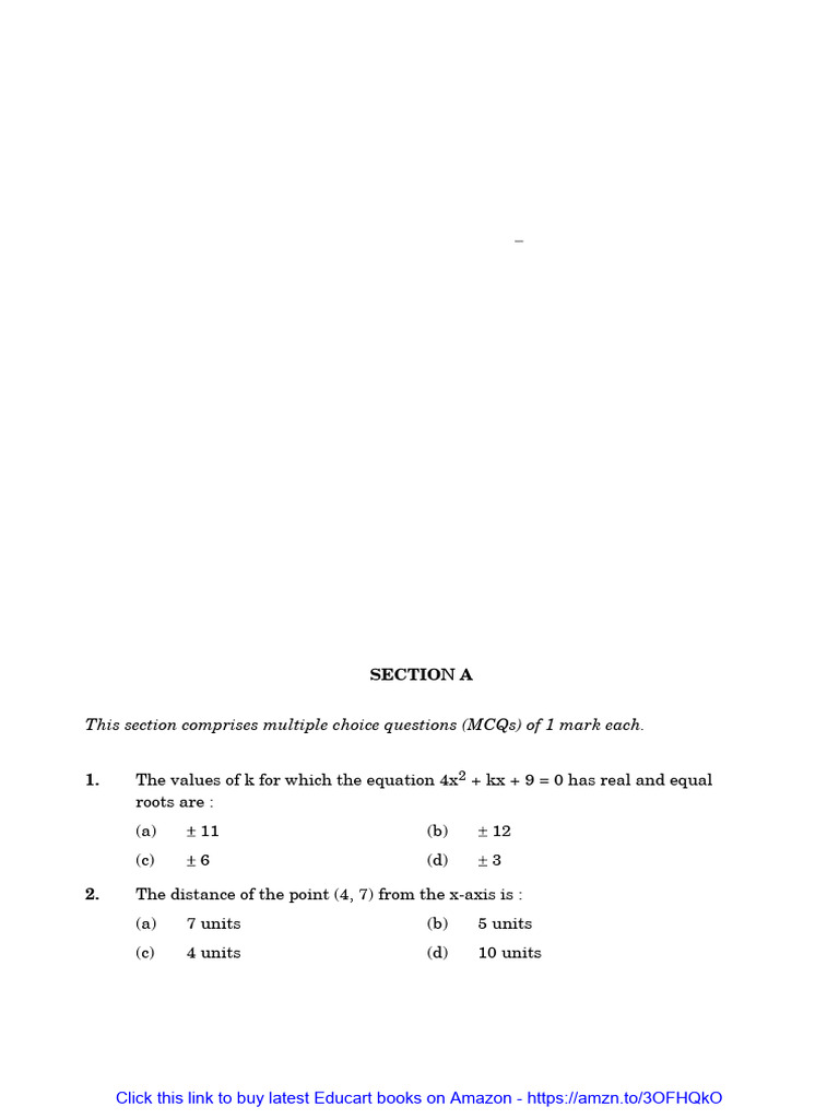 Term 3 Mathematics MCQs and Solutions | PDF | Circle | Equations