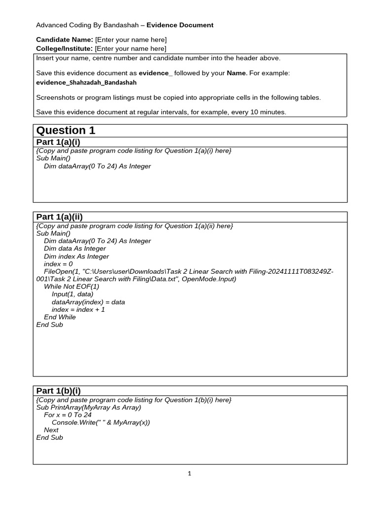 Advanced Coding Evidence Document | PDF | Text File | Software