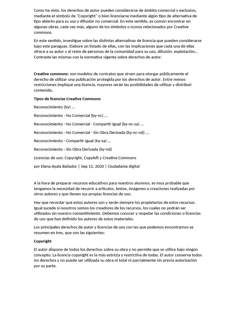 Licencias de Derechos de Autor y Creative Commons | PDF | Creative ...