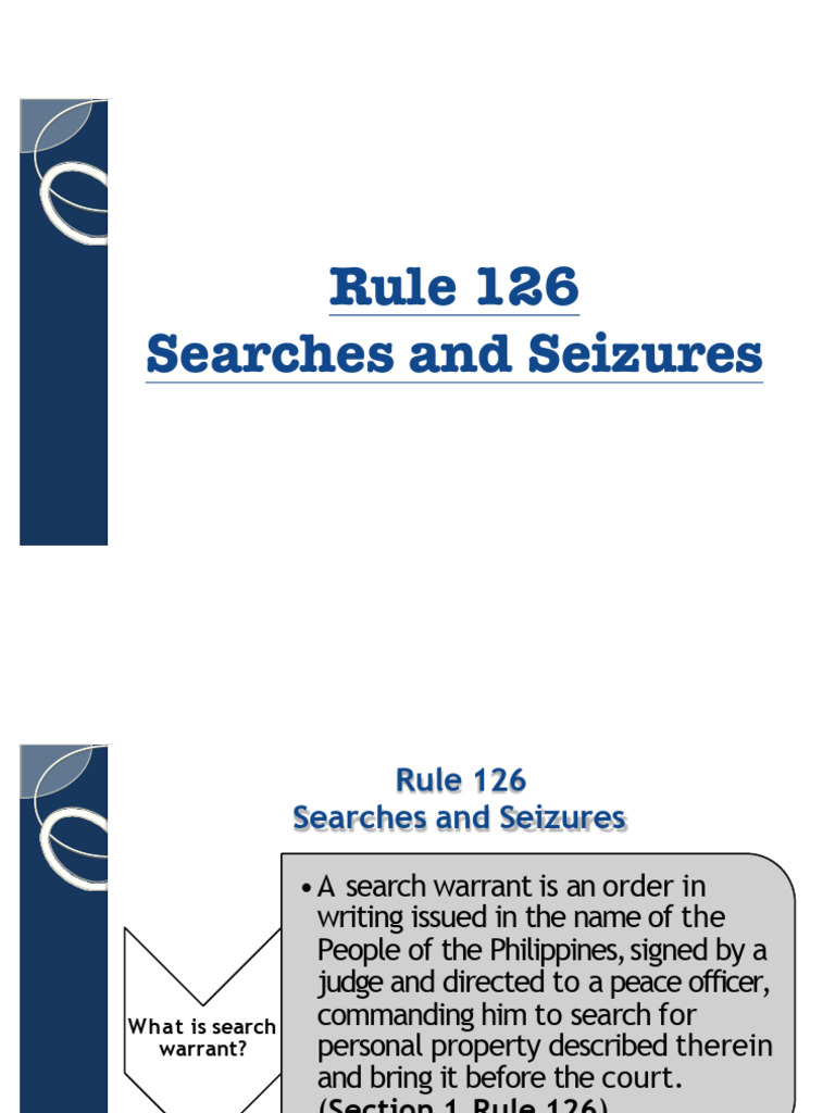Rule 126-Search and Seizure | PDF | Search And Seizure | Search Warrant