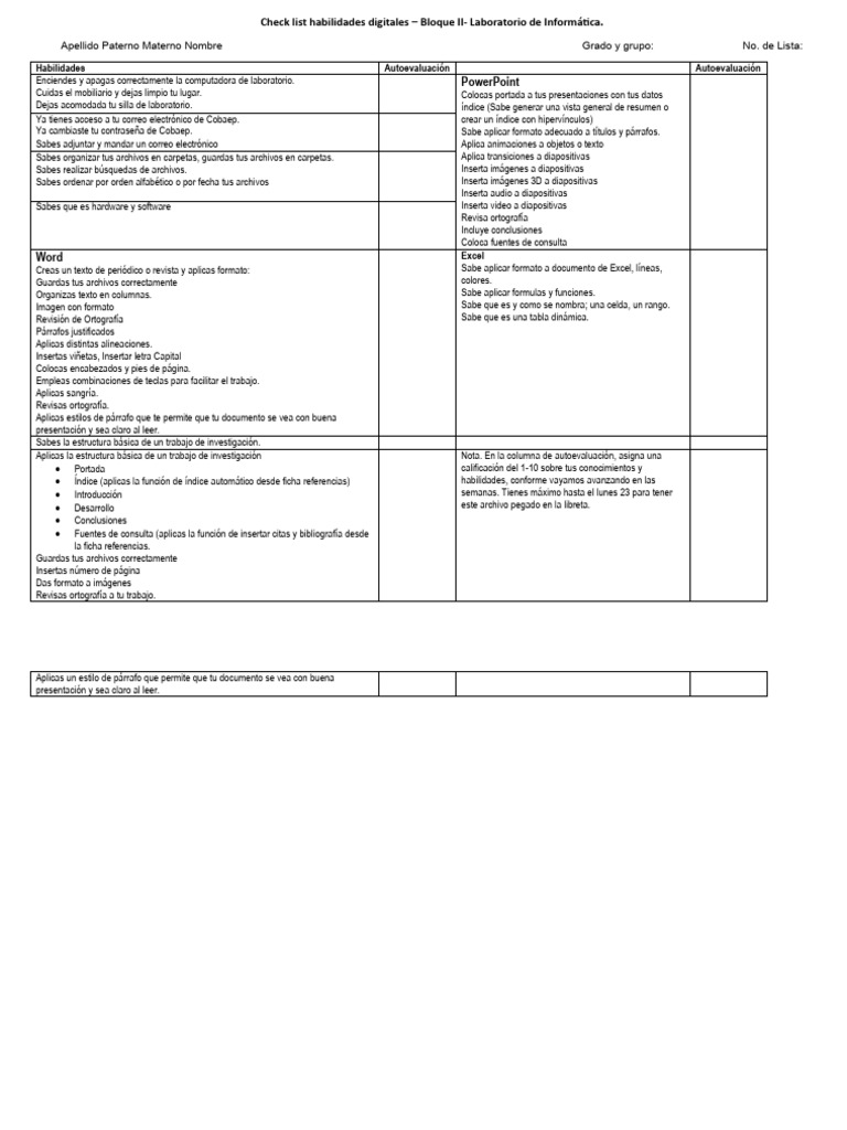 Habilidades Digitales: Autoevaluación y Prácticas | PDF | Archivo de ...
