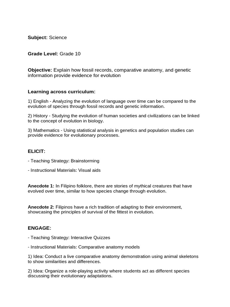 Evidence for Evolution in Grade 10 Science | PDF | Evolution | Species