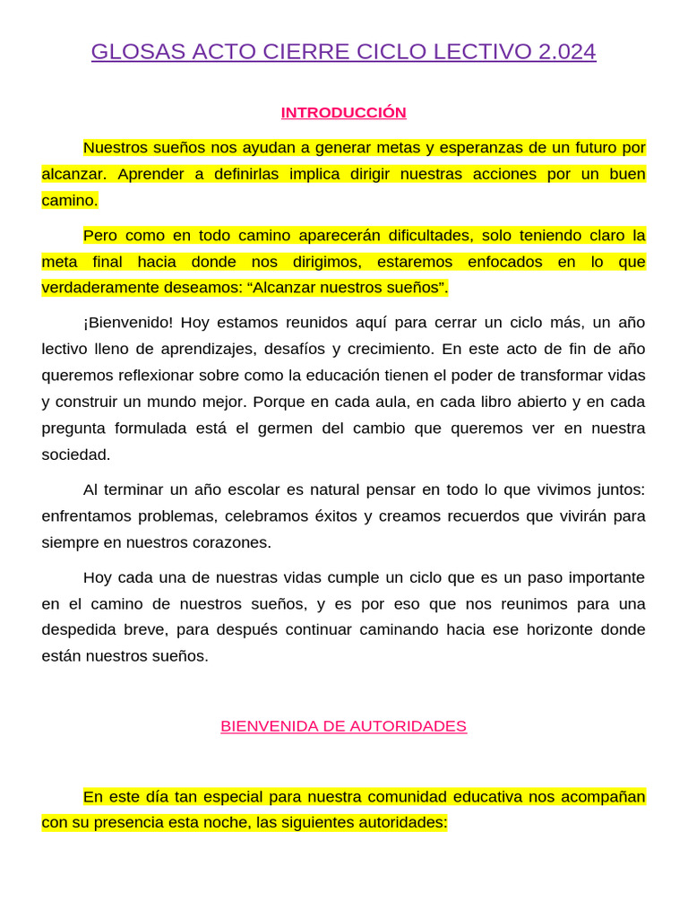Cierre de Ciclo Lectivo 2024: Reflexiones y Reconocimientos | PDF ...