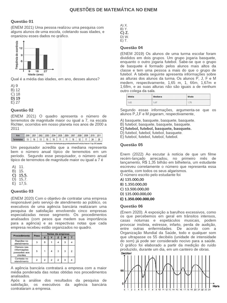 Questões de Matemática do ENEM | PDF | Futebol