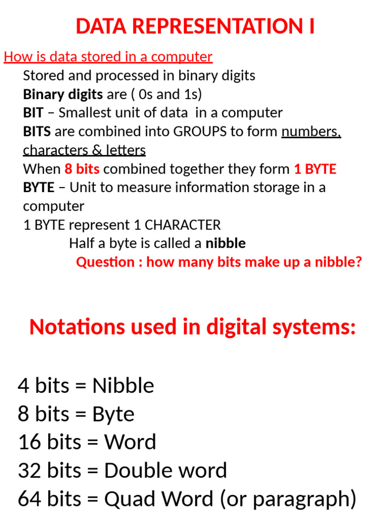 Data Representation in Computing | PDF | Lexicology | Numbers