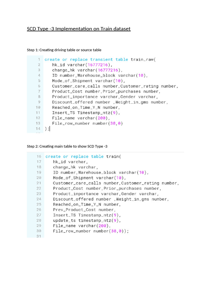 SCD Type-3 Implementation Guide | PDF