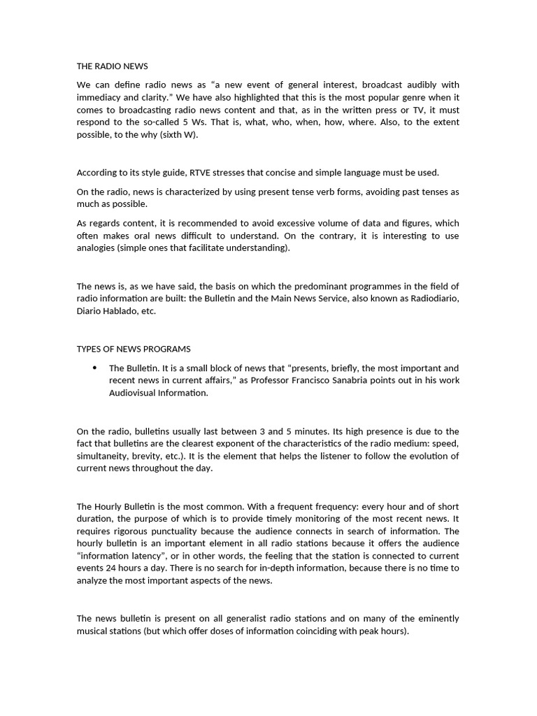Understanding Radio News Formats | PDF | News | News Broadcasting