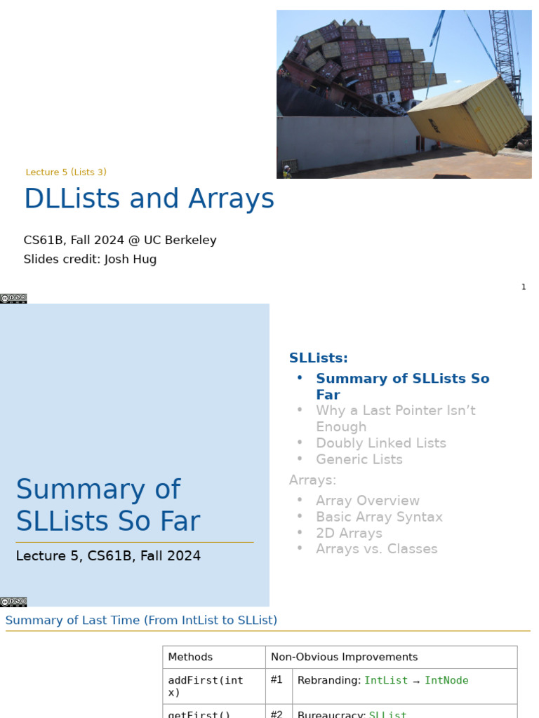 [61B FA24] Lecture 5 Lists 3_ DLLists and Arrays PDF Pointer