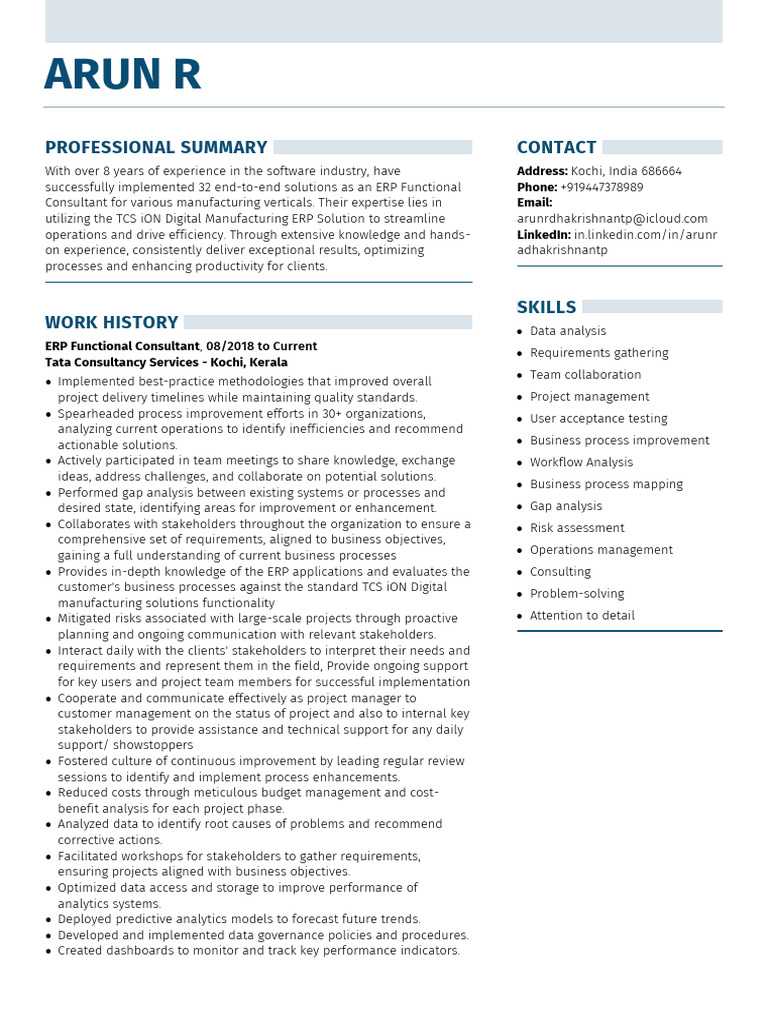 ERP Consultant with 8+ Years Experience | PDF | Enterprise Resource ...