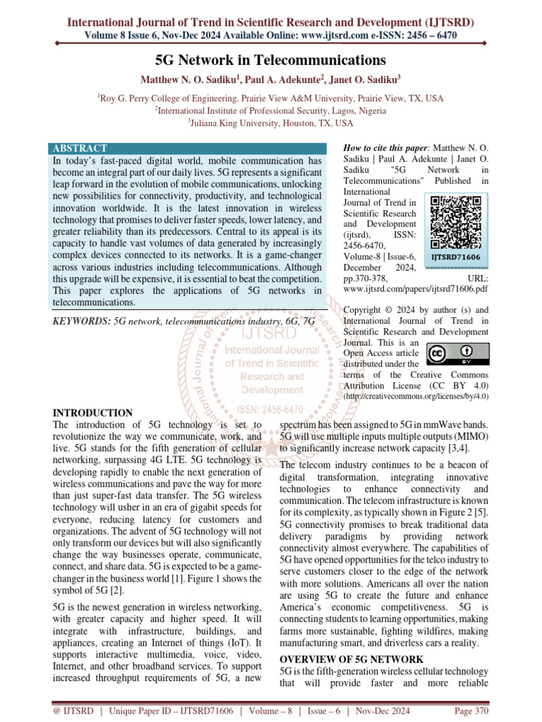 5G Network Applications in Telecom | PDF | Computer Network | 4 G