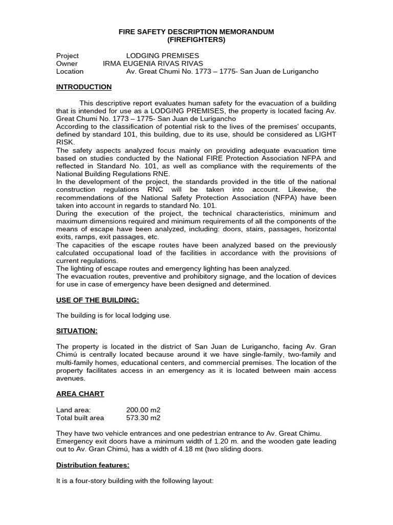 Descriptive Fire Safety Report | PDF | Fires | Fire Safety