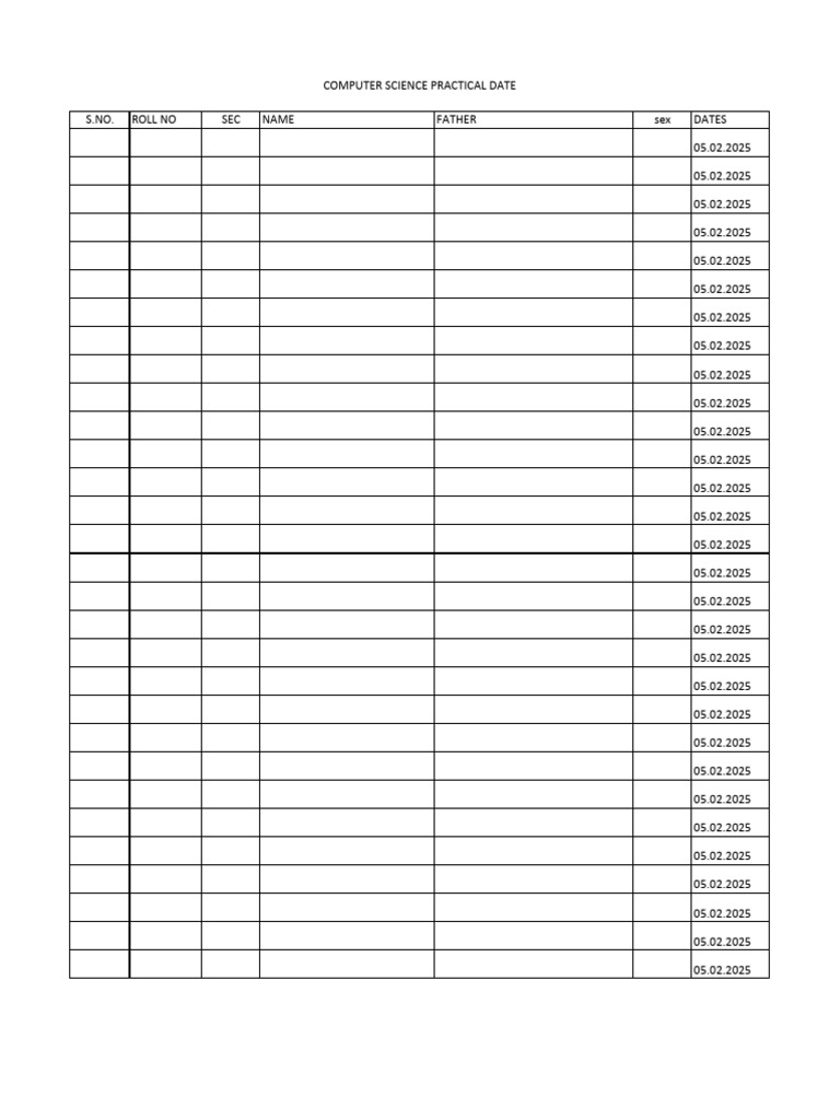 Computer Science Practical Date | PDF