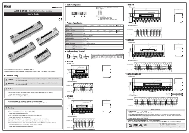 XTB-40H User Manual | PDF | Electrical Connector | Electrical Wiring