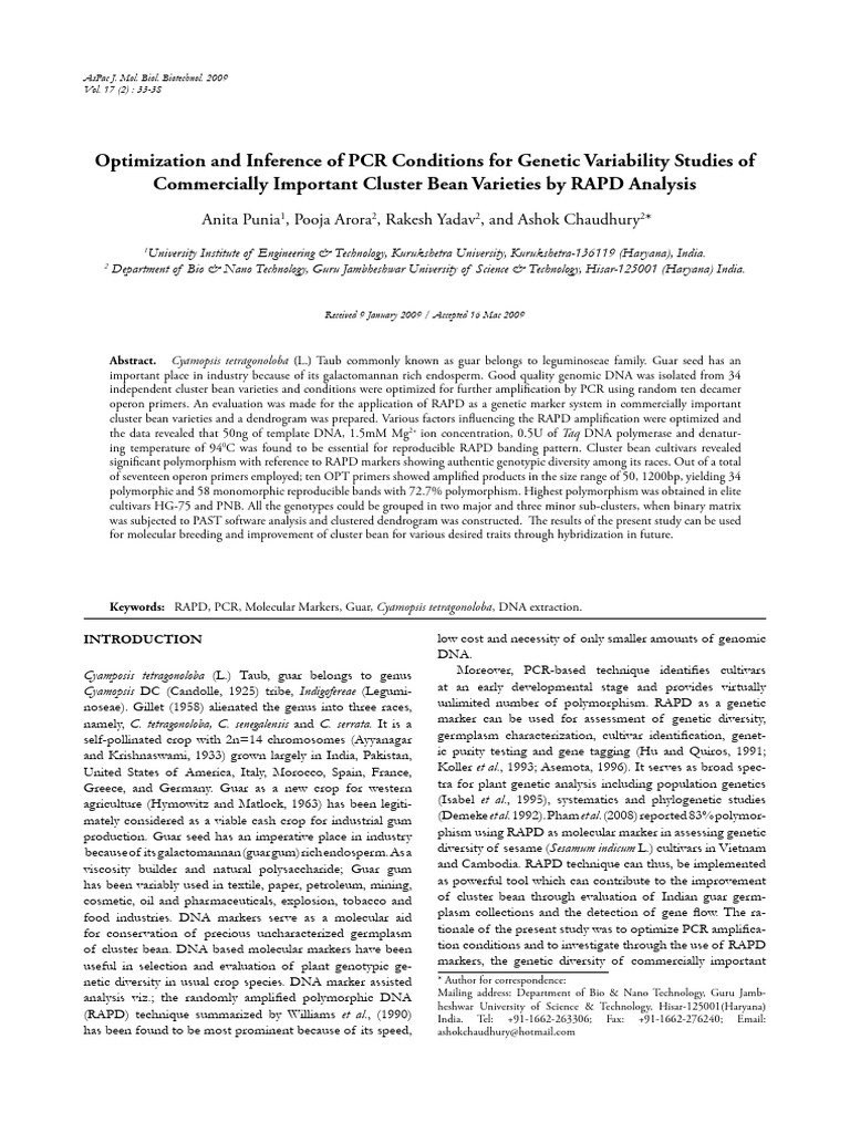Optimization and Inference of PCR Conditions For G | PDF | Polymerase ...