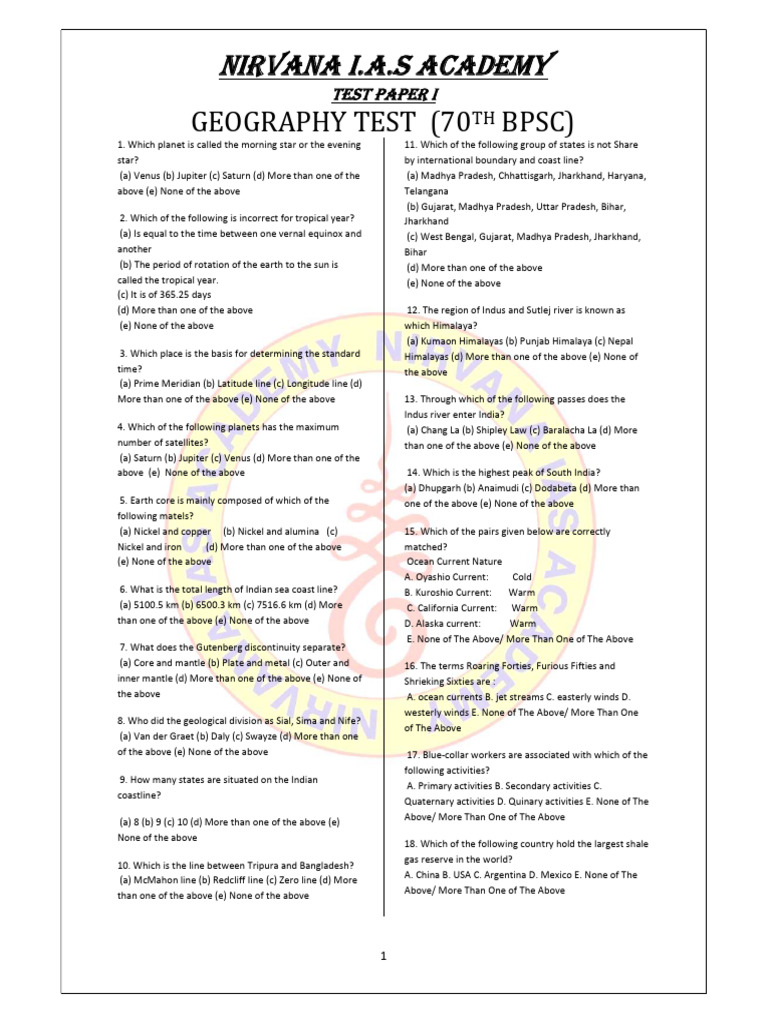 geography test | PDF | Moon | Eclipse