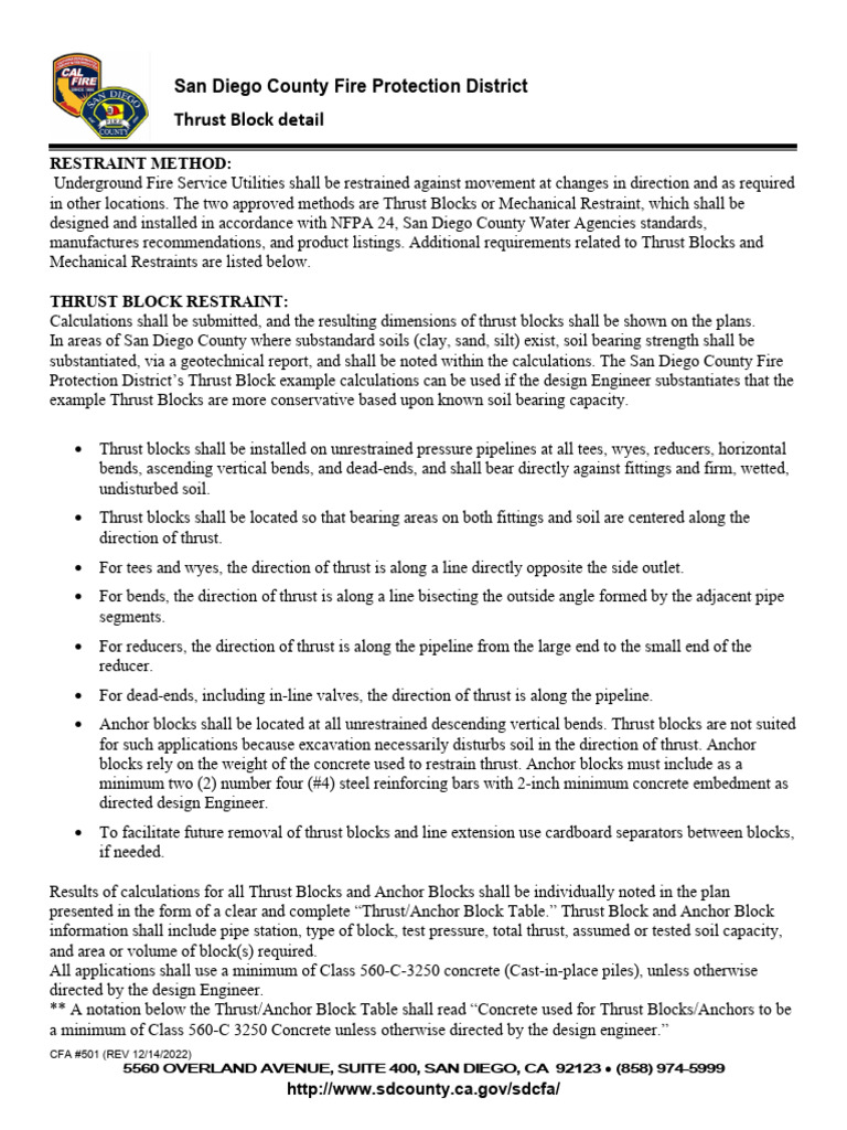 San Diego Thrust Block Guidelines | PDF | Deep Foundation | Civil ...