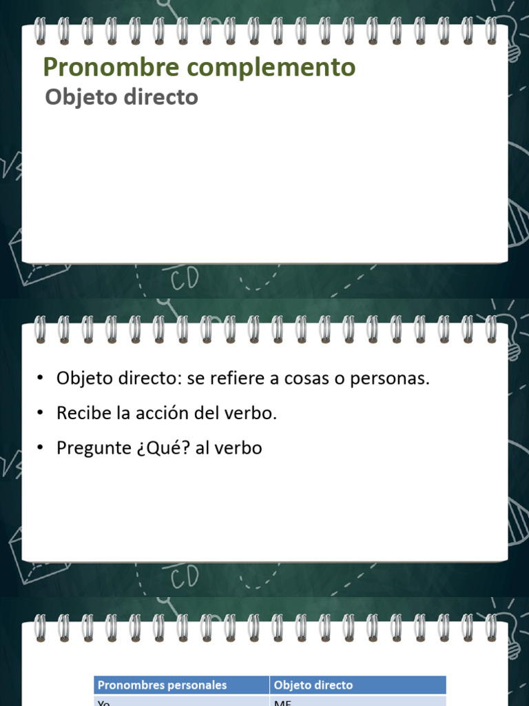 Pronombres de objeto directo en español | PDF