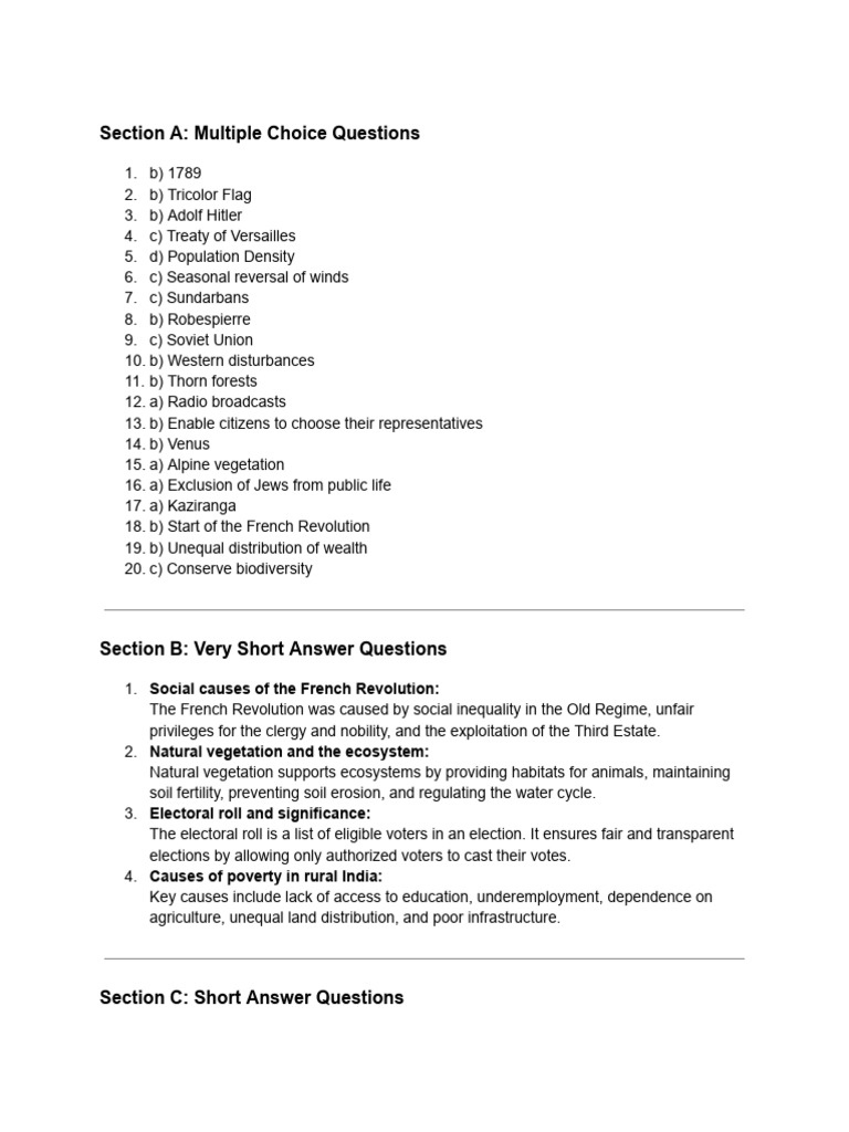 SS Answer Key | PDF | Forests | Elections