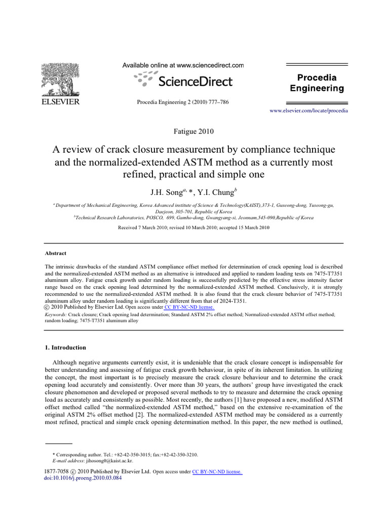 Enhanced ASTM Method for Crack Closure | PDF | Fracture | Fatigue ...