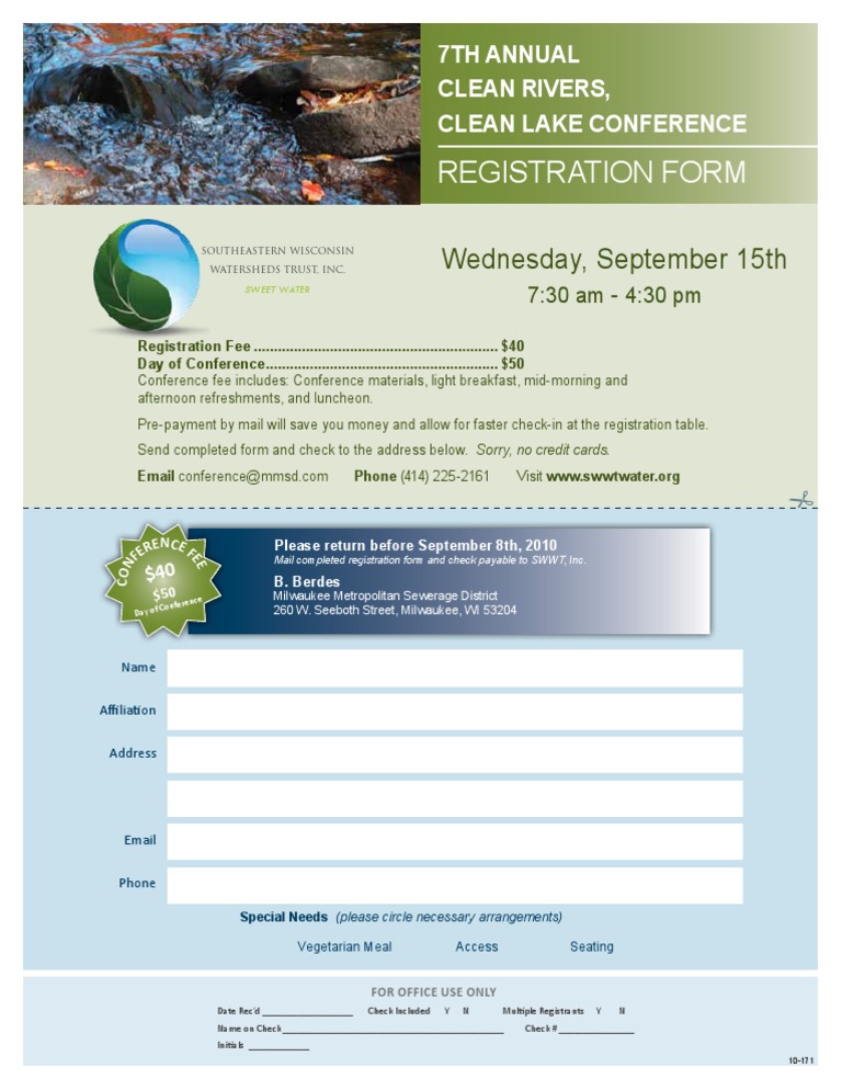 7th Annual Clean Rivers Conference Registration | PDF | Cooking, Food ...