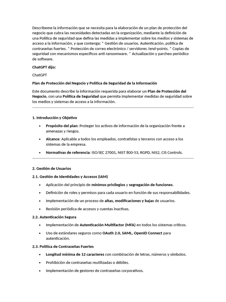 Plan de Protección y Seguridad Empresarial | PDF | Seguridad | La ...
